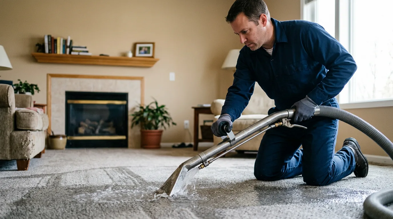 Water damage restoration technician working near Napoleon, ND